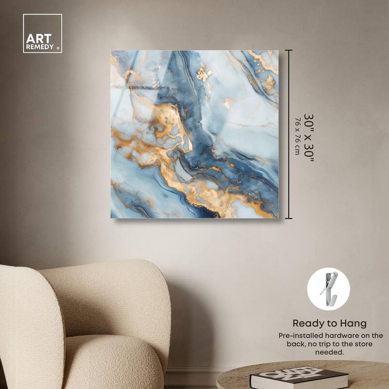Golden Cloud Marble Acrylic by Art Remedy, Ready to Hang