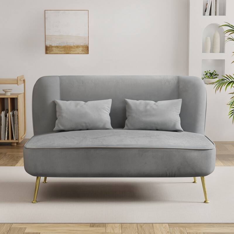 Velvet Metal Legs Tuft Loveseat Two Accent Chairs