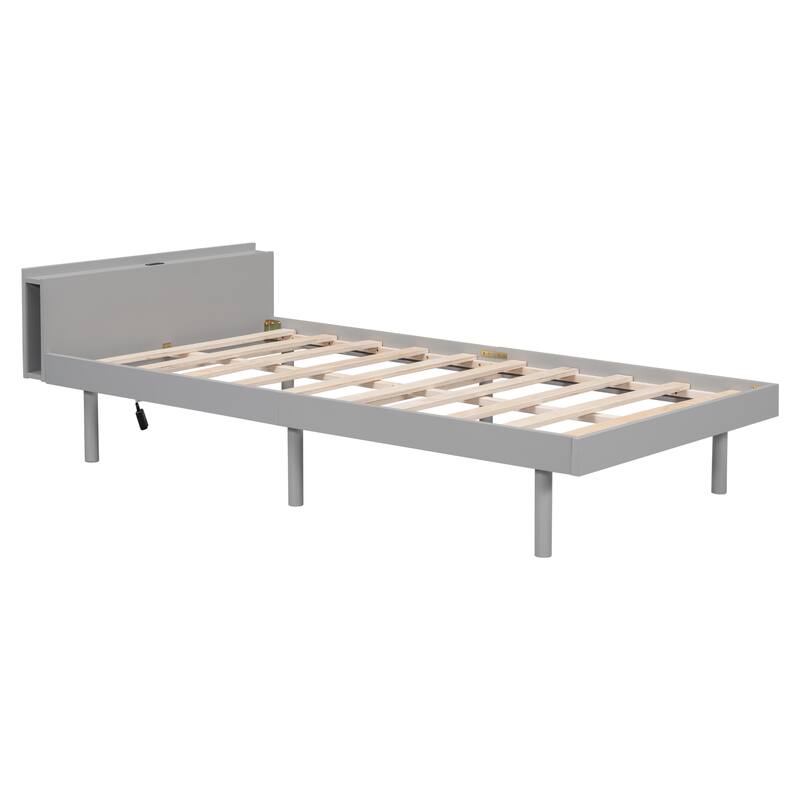 Modern Design Twin Size Platform Bed with Built-in USB port for Bedroom