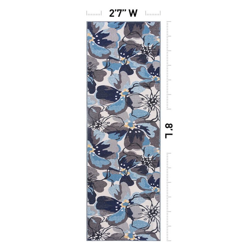 World Rug Gallery Modern Floral Non-Slip Area Rug