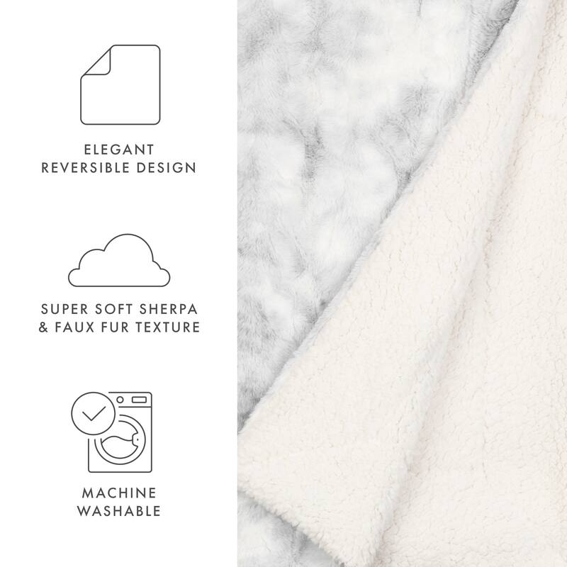 Becky Cameron Synthetic Fur Throw Blanket Light Gray Tie Dye