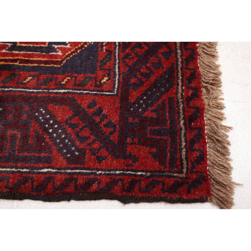ECARPETGALLERY Hand-knotted Baluch Dark Navy, Red Wool Rug - 3'2 x 5'6