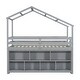 preview thumbnail 10 of 26, Twin Size Wooden House Loft Bed With Roof Frame, Under Bed Shelving Storage Unit, Guardrails, Ladder