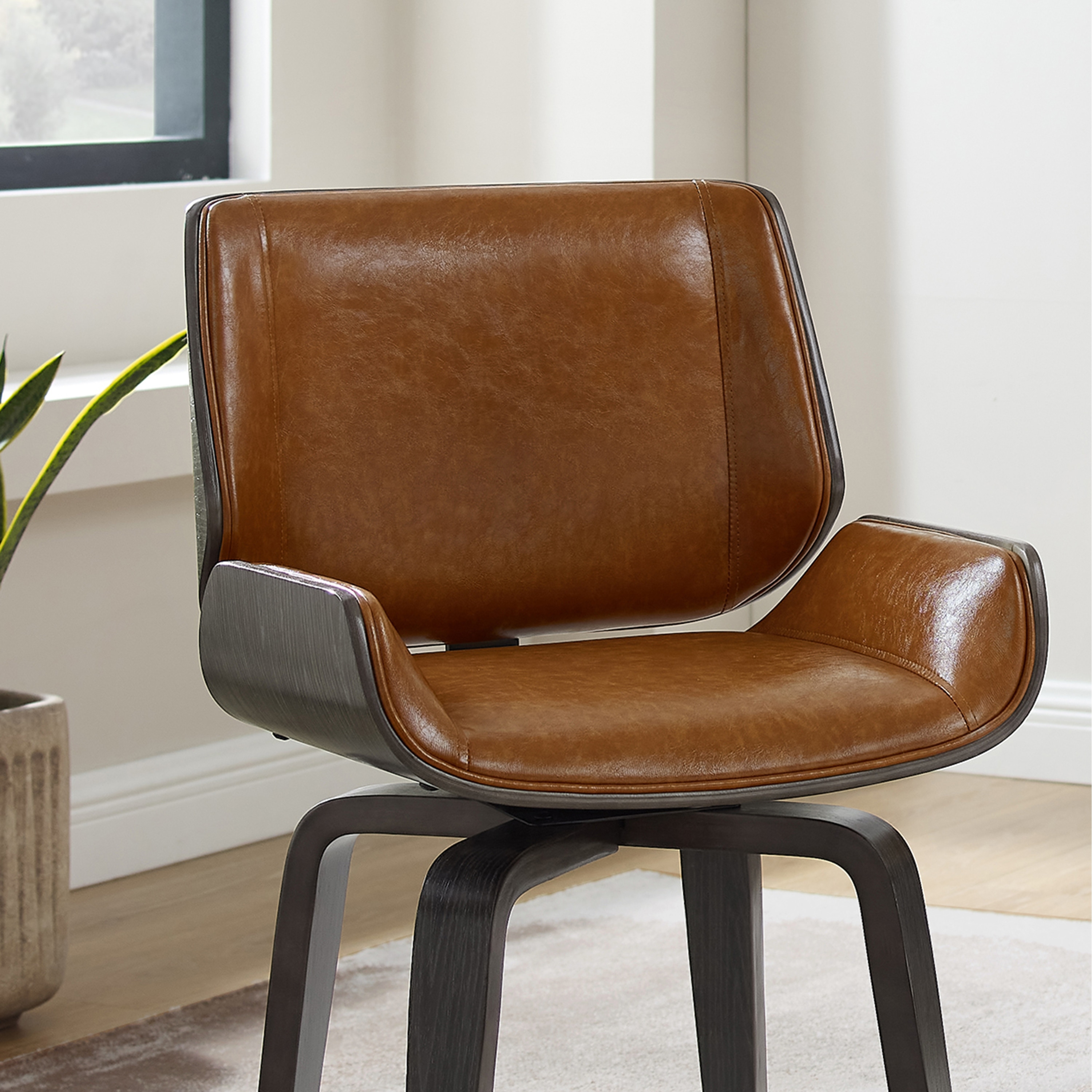 Art Leon Modern Home Office Swivel Arm Accent Chair with Wood Legs - On  Sale - Bed Bath & Beyond - 29824145