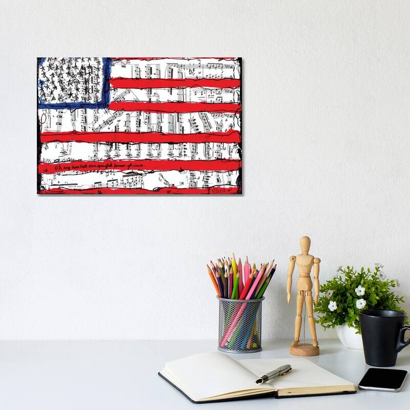 iCanvas "Home Of The Brave American Flag" by Elexa Bancroft Canvas Print - 8x12x0.75