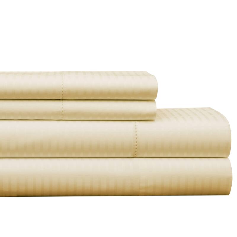 Pointehaven 450 TC Dobby Long Staple Cotton Oversized Bed Sheet Set - Queen - Ivory