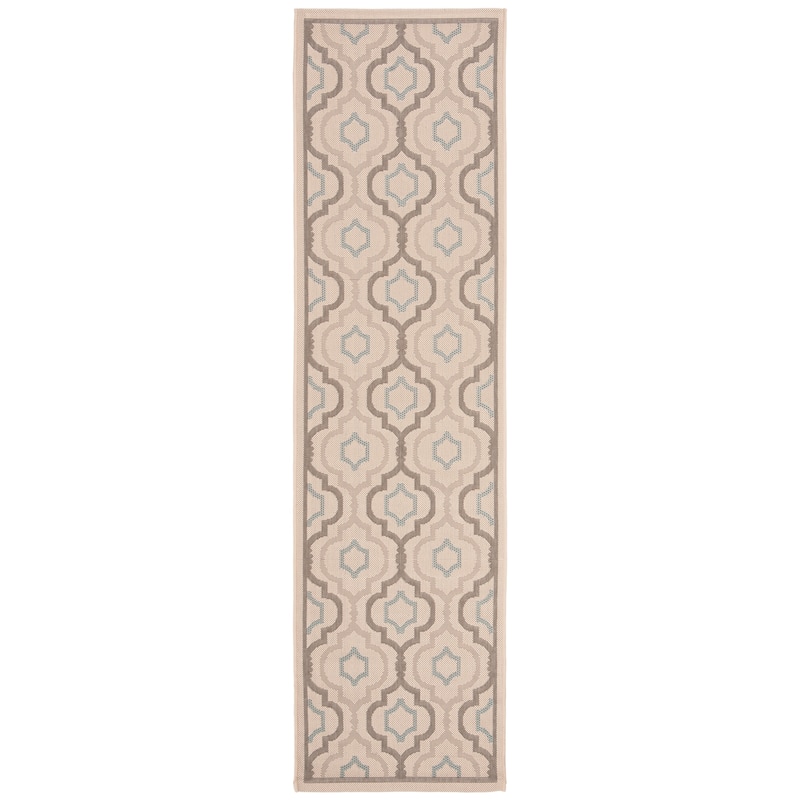 SAFAVIEH Courtyard Oyvor Indoor/ Outdoor Waterproof Patio Backyard Rug - 2'3" x 10' Runner - Beige/Dark Beige