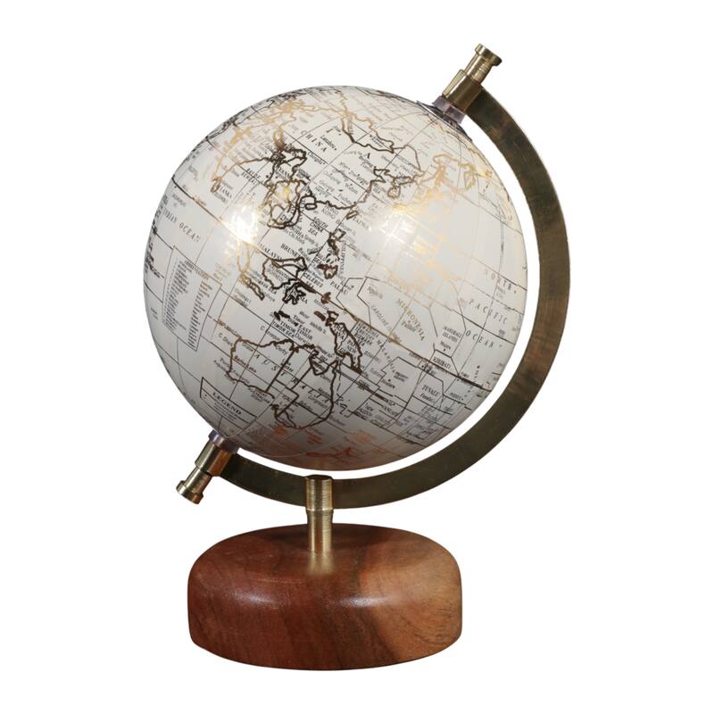 Resin Decorative Globe Modern Sleek Wood Base for Casual Home - 10.0"