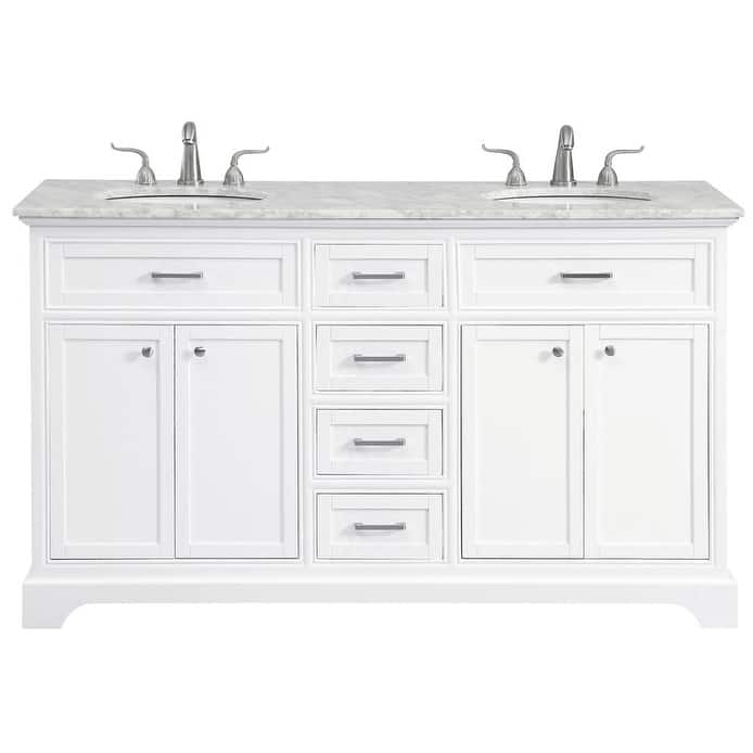 Elegant Lighting VF15060DWH Americana 60" Free Standing Double Basin - White - Painted