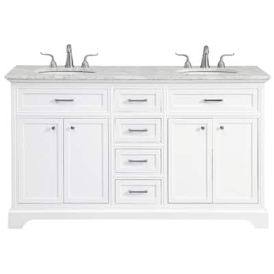 Elegant Lighting VF15060DWH Americana 60" Free Standing Double Basin