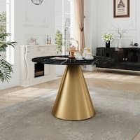 Clihome Round Marble Top Metal Dining Table - On Sale - Bed Bath ...
