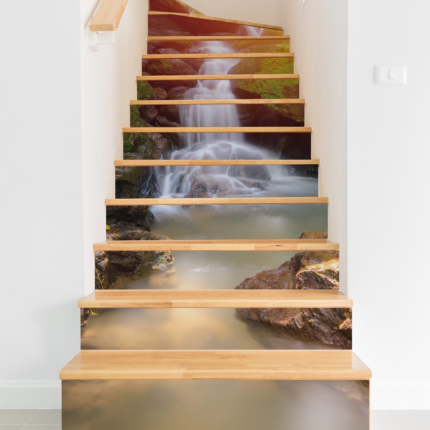Shop Walplus Rainforest Waterfall Stairs Decals Wall Stickers Home Decor Overstock 31951218