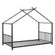 preview thumbnail 18 of 28, Twin Size Metal House Bed with Roof, Easy Assembly