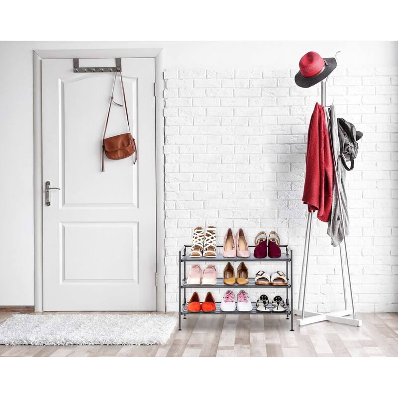 Seville Classics 3-Tier Stackable 9-Pair Resin Slat Shoe Rack