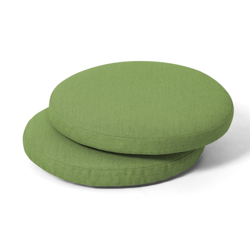 Outdoor 2-Pack 15'' x 1.2'' Green Round Chair Seat Cushions with Straps