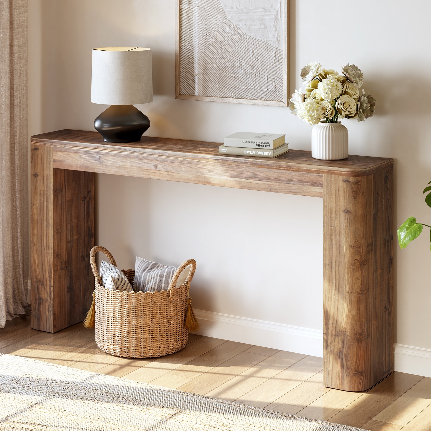 63-Inch Solid Wood Console Sofa Table