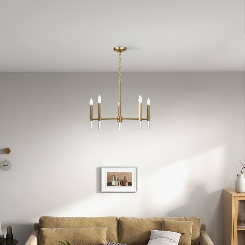 Rotto Five-Light Chandelier and Candle-Style Design - Champagne bronze