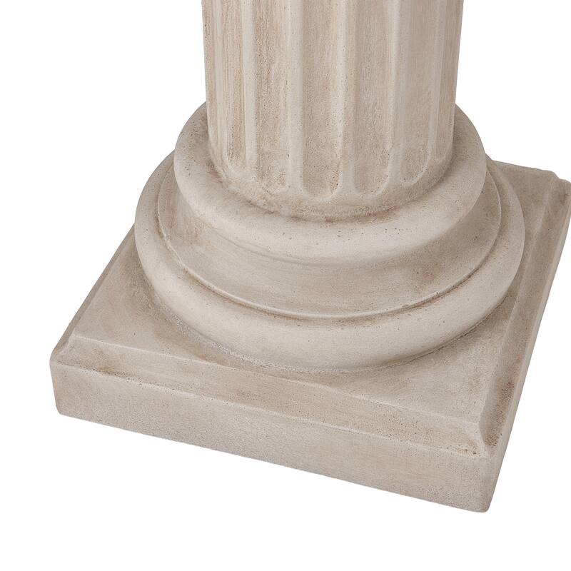 Christopher Knight Home -Saffron Outdoor Handcrafted Greco-Roman MGO Pedestal Column Stand, Fluted Detailed Design - 39.3"H