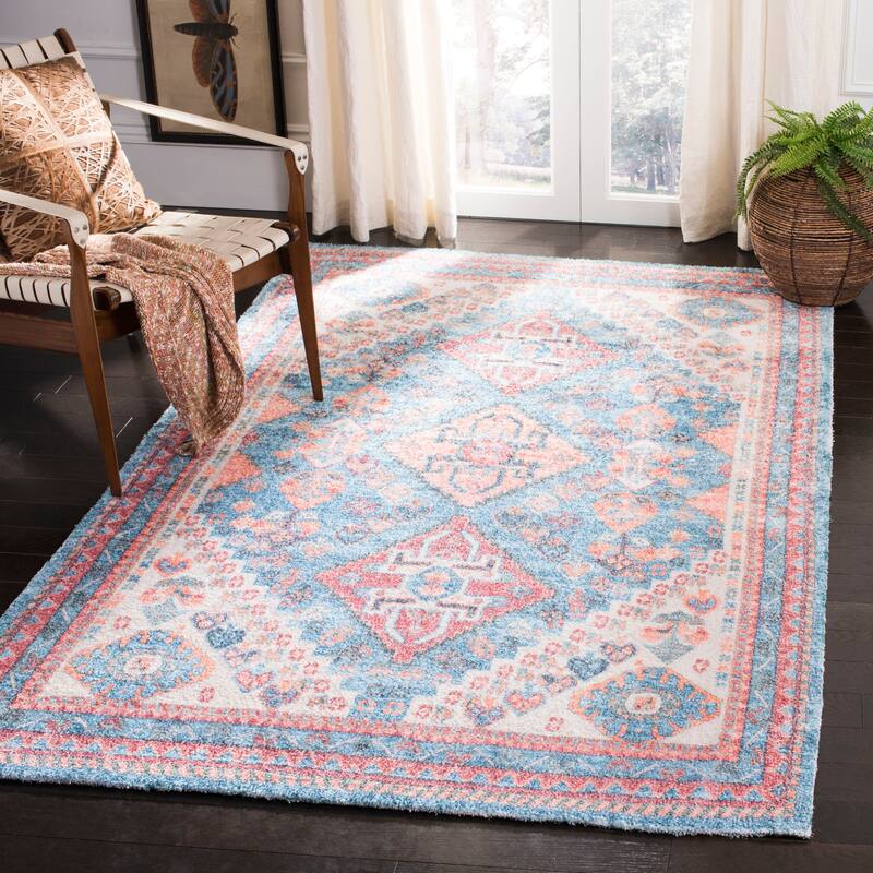 SAFAVIEH Handmade Saffron Alayna Modern & Contemporary Tribal Blue/Rust Cotton - 4' x 6' - Blue/Rust - Runner/Rectangle