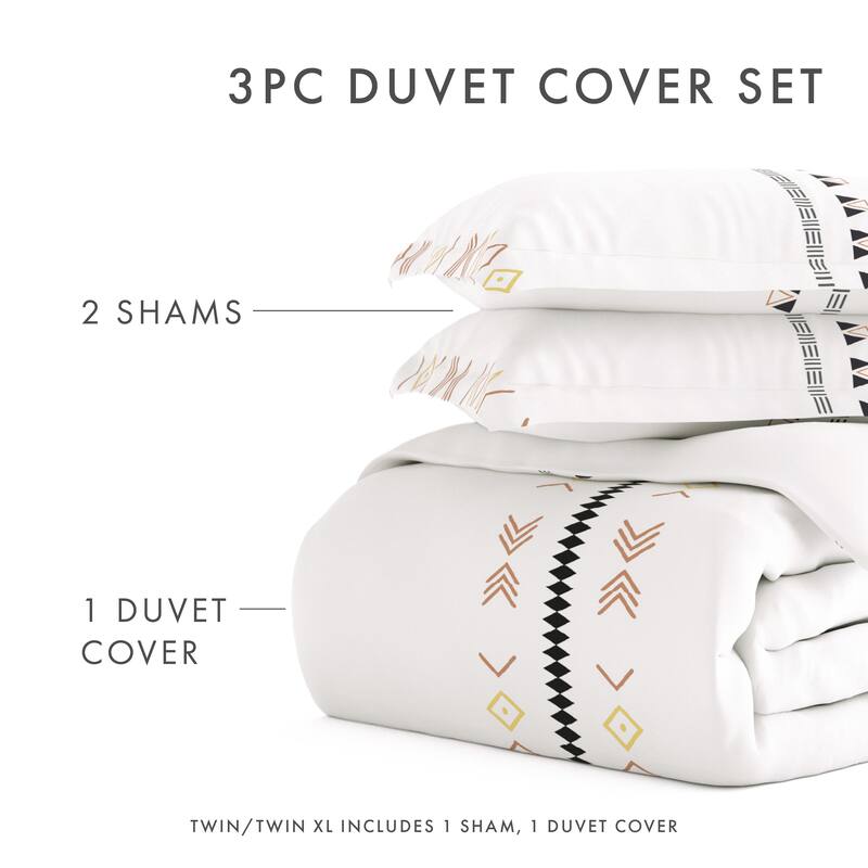 Becky Cameron Natural Geo Lines 3-Piece Duvet Cover Set