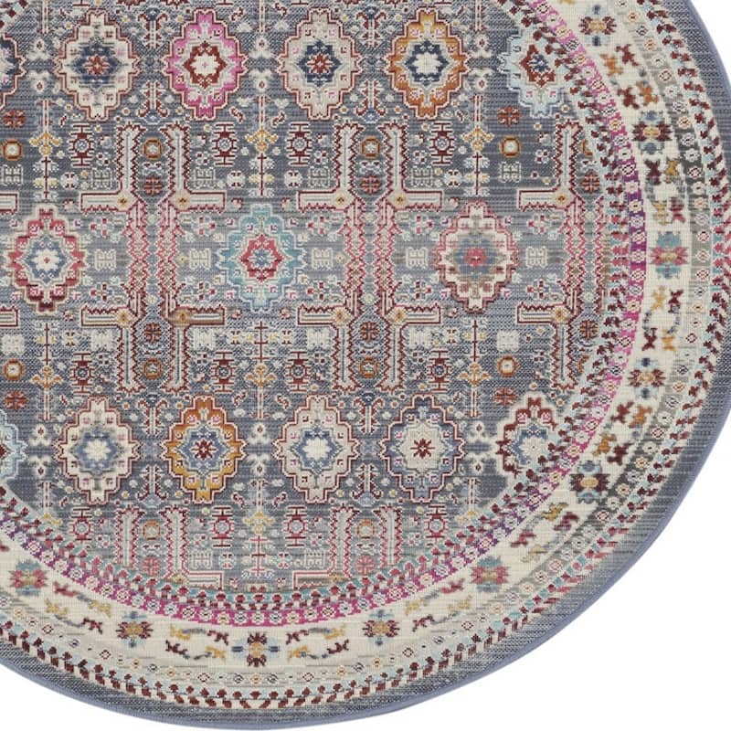 HomeRootsFloral Bohemian Round Area Rug - 48' X '48' X '0.5