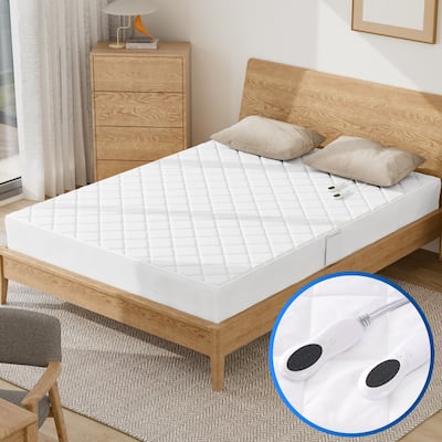 Heated Mattress Pad - 10 Heat Settings, Timer, Ultra-Soft Fabric & Even Heating - White
