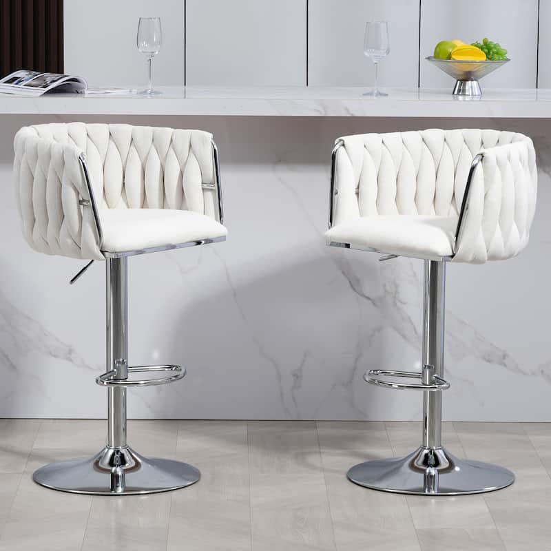 26'' Counter Height Bar Stools Velvet Kitchen Island Counter Bar Stool With Hand- Wave Back