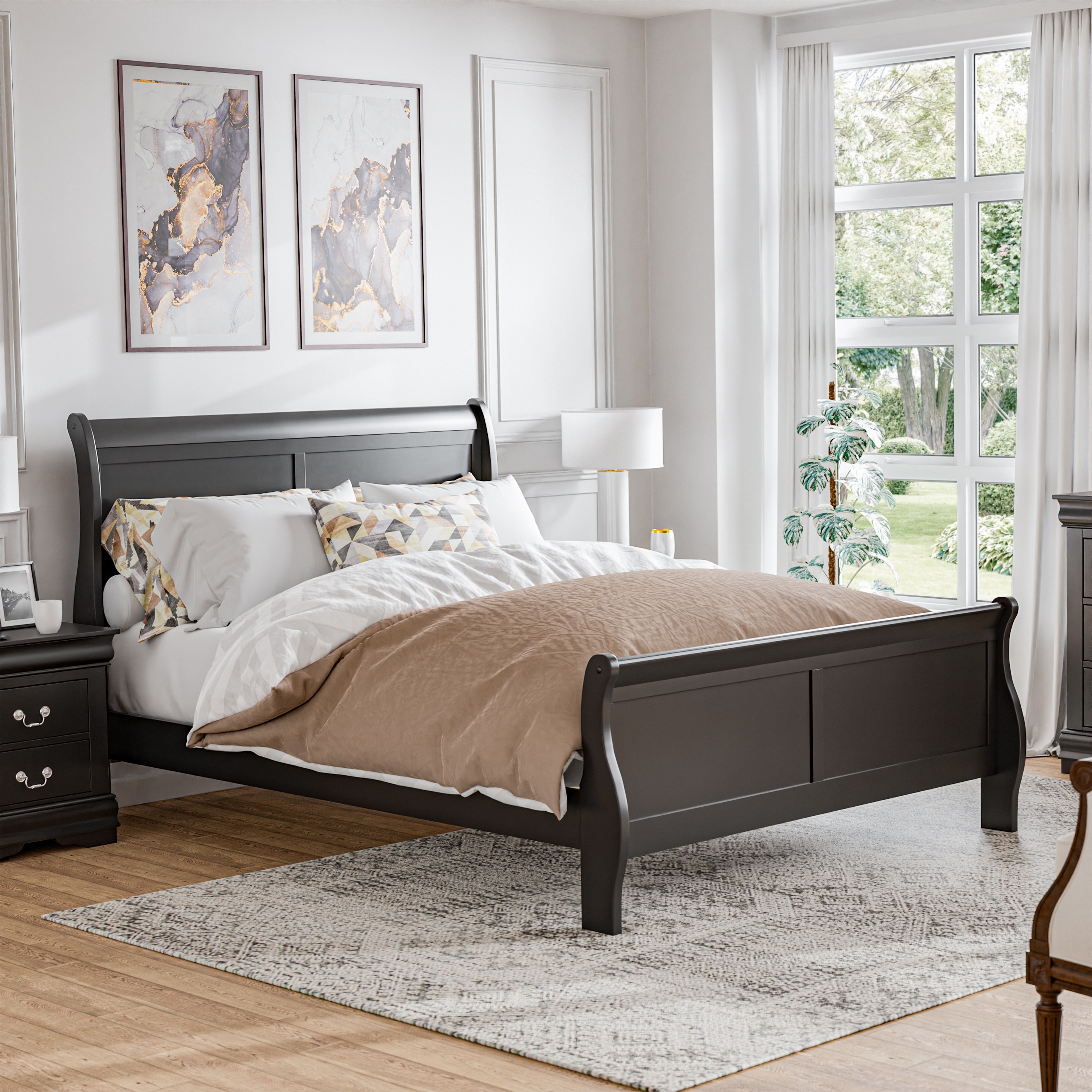 Black sleigh bed queen discount