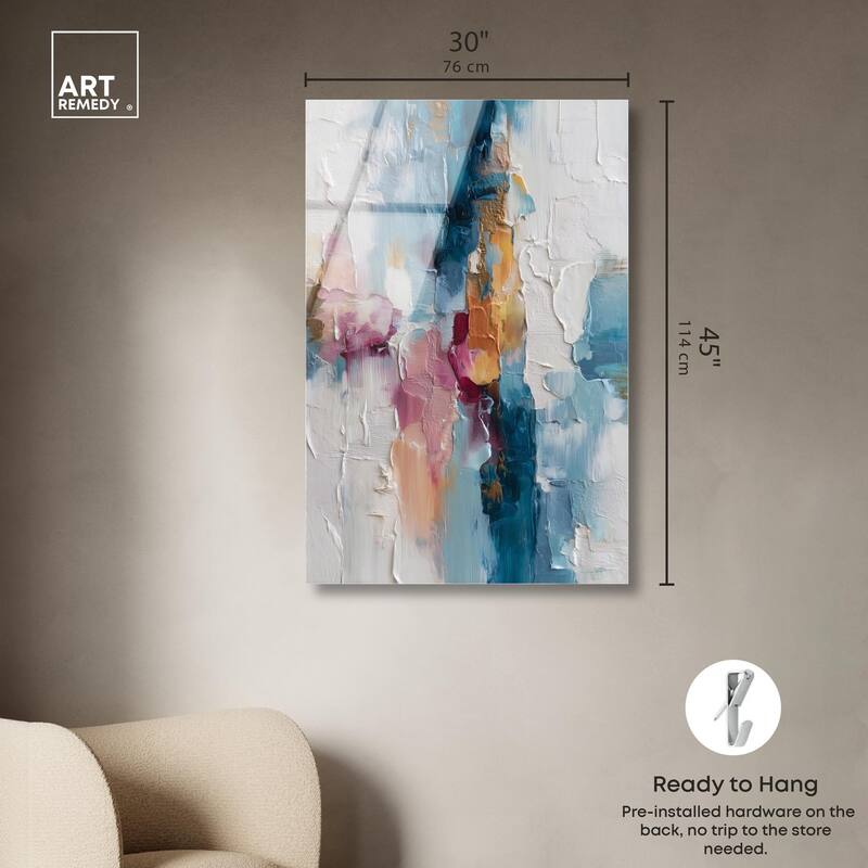 Petal Pink and Ocean Blue II Acrylic by Art Remedy, Ready to Hang