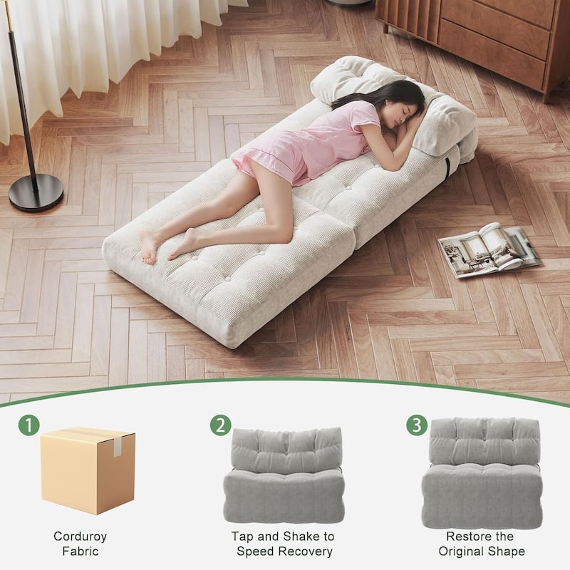 Portable Floor Folding Sofa Bed, Convertible Sleeper Chair for Living Room