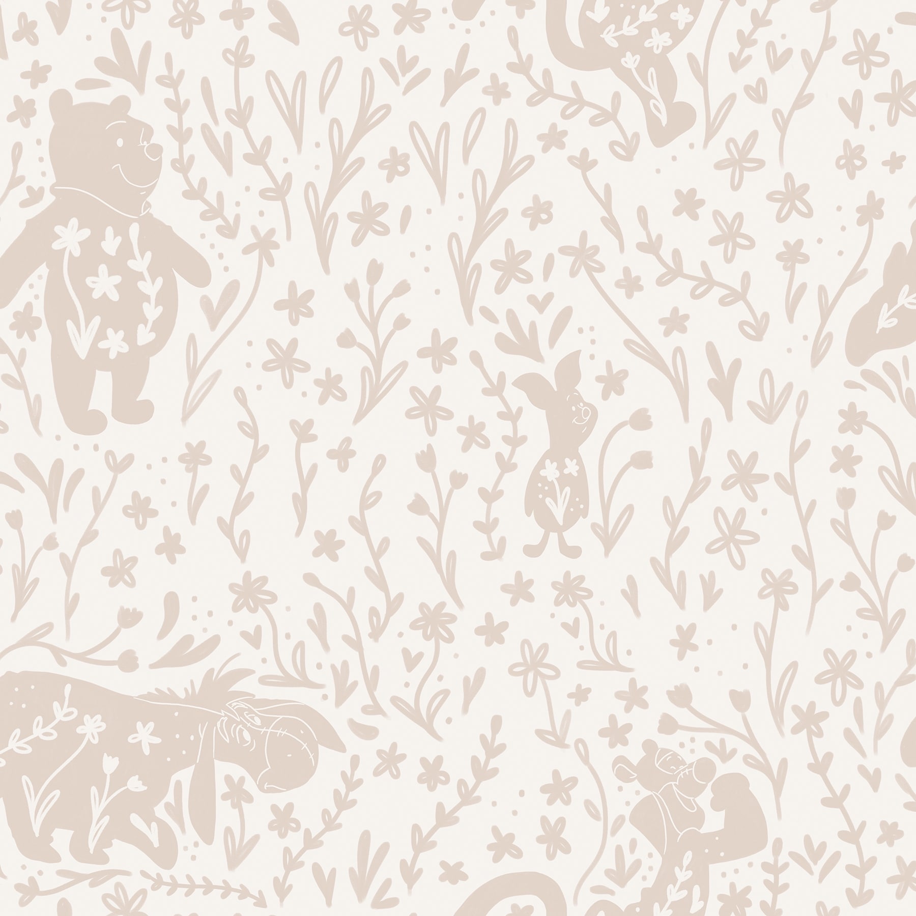 RoomMates Disney Winnie the Pooh Block Print Tan Peel and Stick Wallpaper