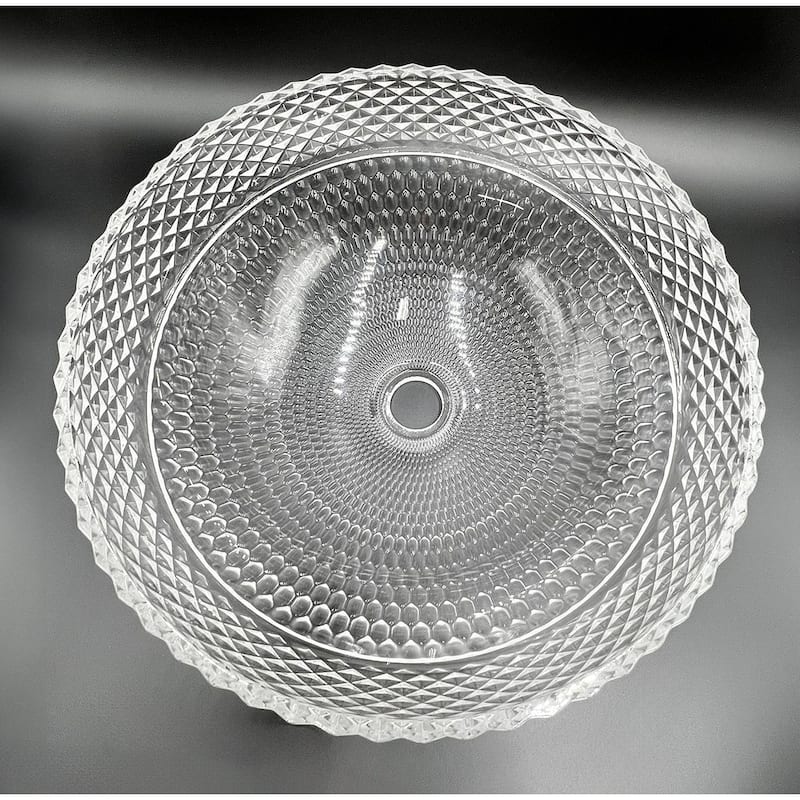 Jewel 16" Round Decorative Crystal Vessel Sinks With White Base