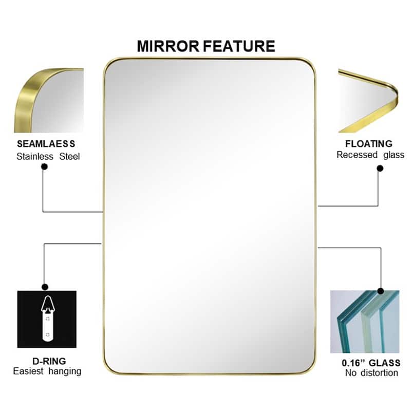 TEHOME Veion Rectangle Metal Wall Mirror