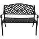 preview thumbnail 8 of 10, Sunnydaze 2-Person Black Checkered Cast Aluminum Outdoor Patio Garden Bench