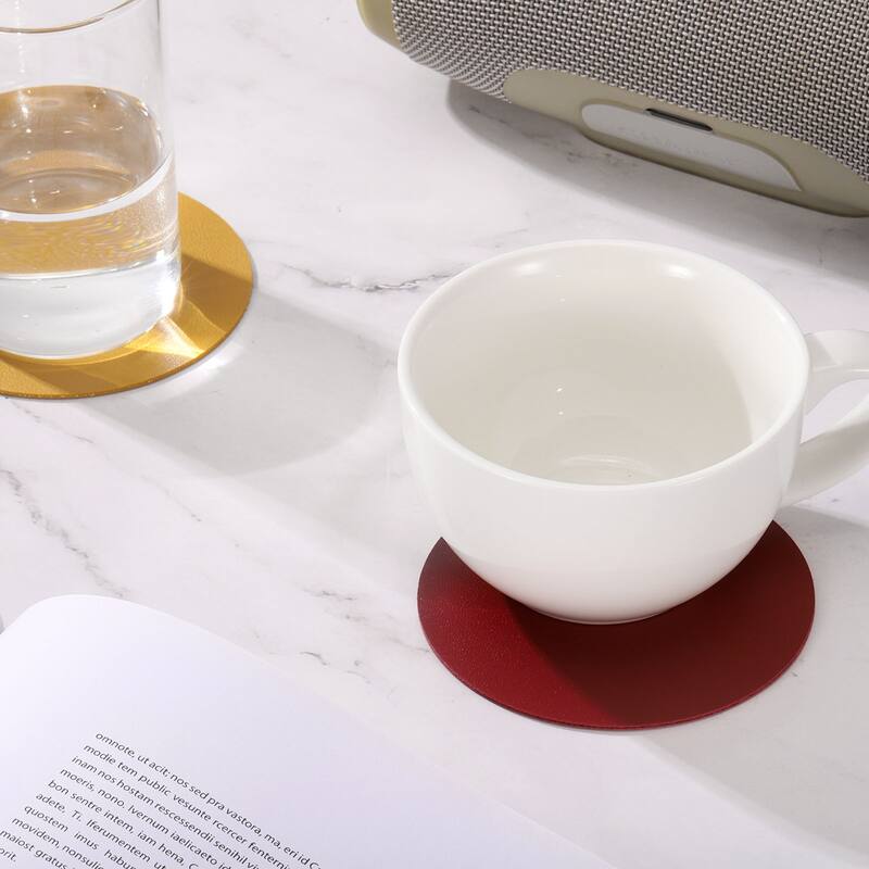 6Pcs 4"×4" Round Drink Coasters, PVC Dual Sided Dual Color