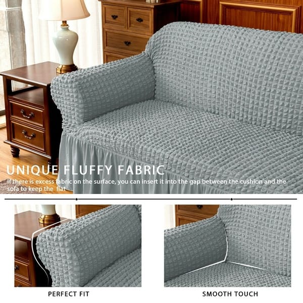 dimension image slide 0 of 4, Subrtex 1 Piece Armchair Slipcover Seersucker Skirt Stretch Spandex Furniture Protector