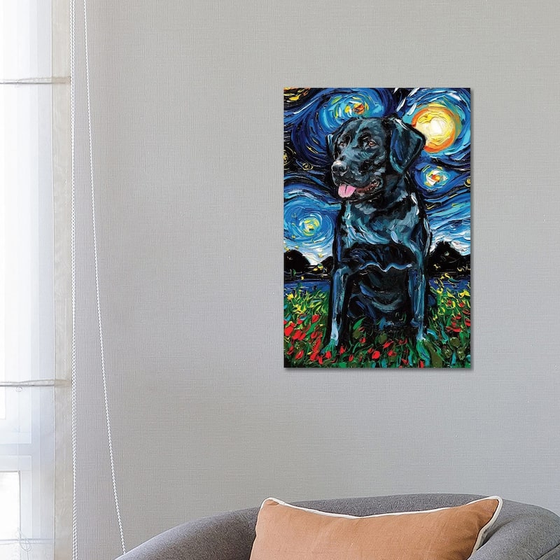 iCanvas "Black Labrador Night IV" by Aja Trier Canvas Print - 26x18x1.5