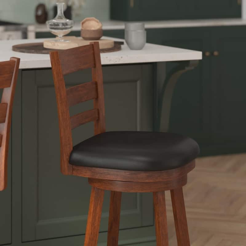 Upholstered Commercial Wooden Swivel Counter Stool