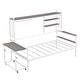 preview thumbnail 4 of 34, Metal Daybed with Movable Desk, Metal Slat Support Bed Frame Metal Grid, Shelves and Clothes Hanger