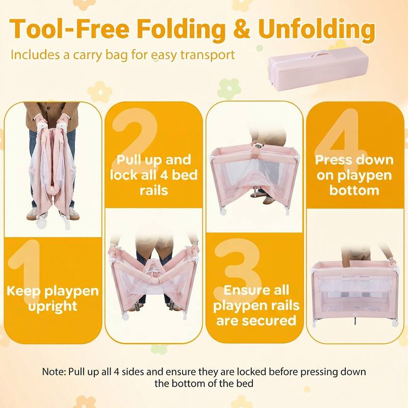 Gymax Portable Baby Playard w/Soft Mattress Breathable Mesh Sides