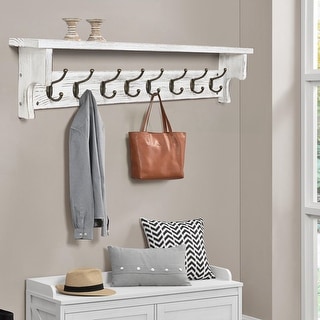 Wall Mounted Coat Rack with Storage Shelf Metal Hooks
