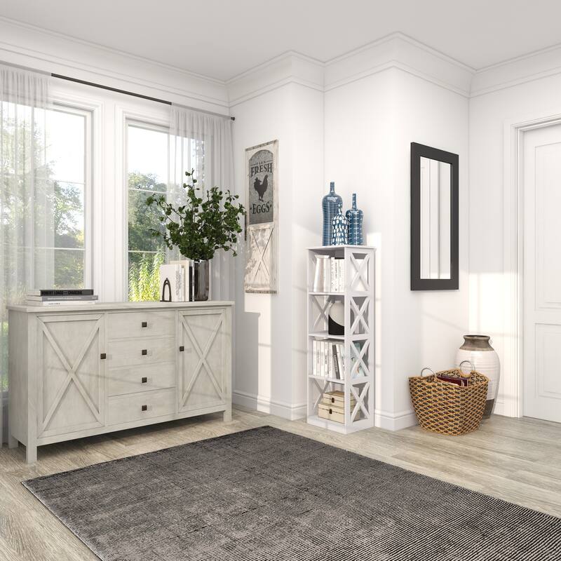 White Wooden 4 Shelves Shelving Unit