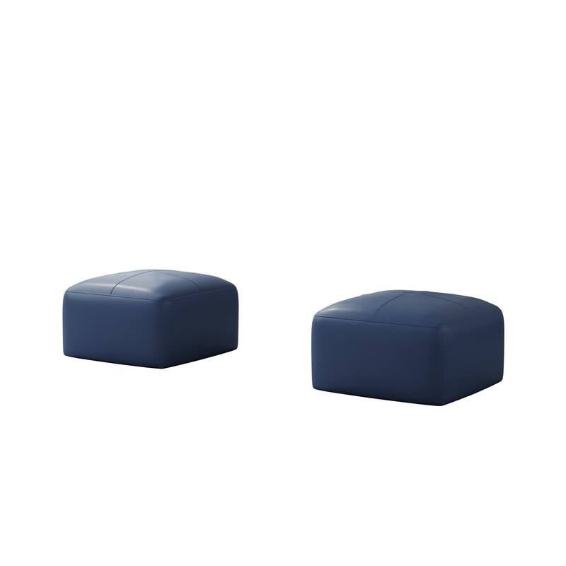 UIXE Genuine Leather Ottoman, Upholstered Ottoman for Living Room