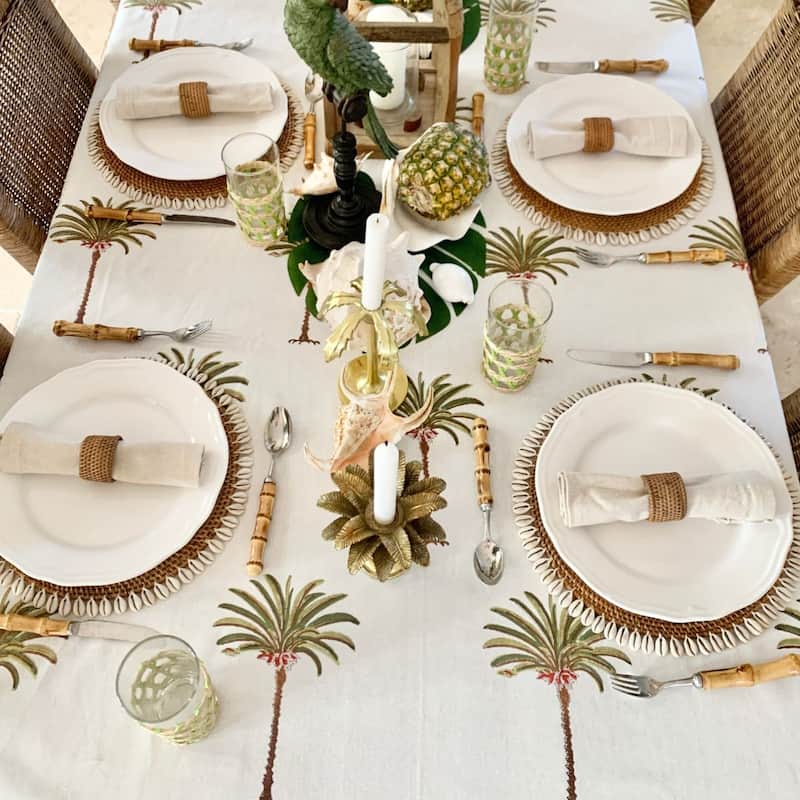 Rectangular tablecloth -Palm Tree Green
