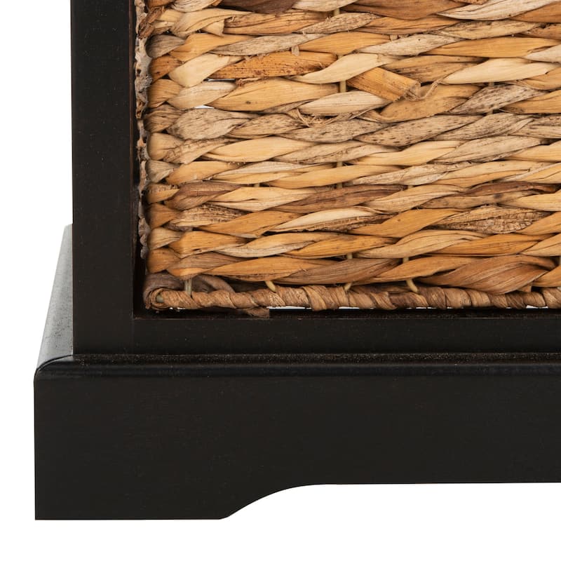 SAFAVIEH Evaline Distressed Black 3 Wicker Basket Storage Unit - 17.3" x 13.4" x 29.5" - 17Wx13Dx30H