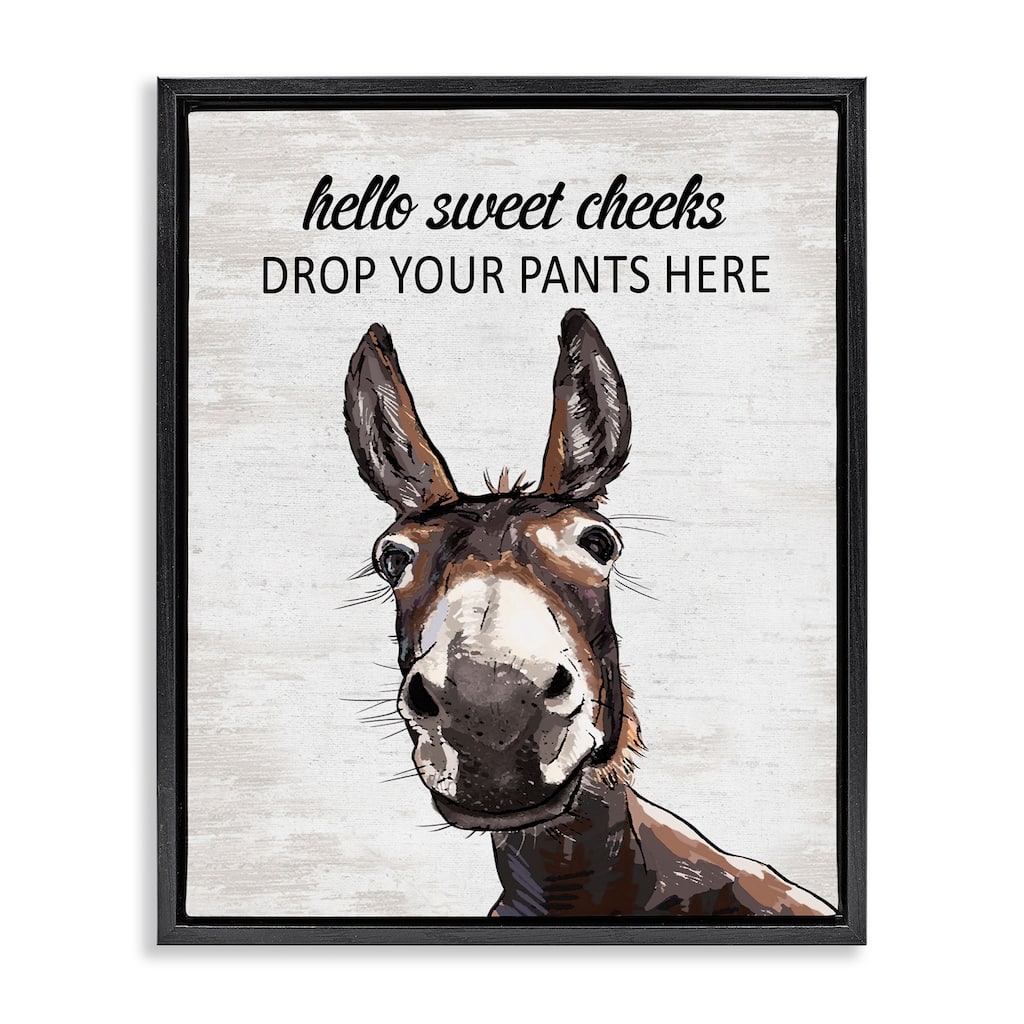 Stupell Sweet Cheeks Laundry Donkey Framed Floater Canvas Wall Art Design By Lettered and Lined