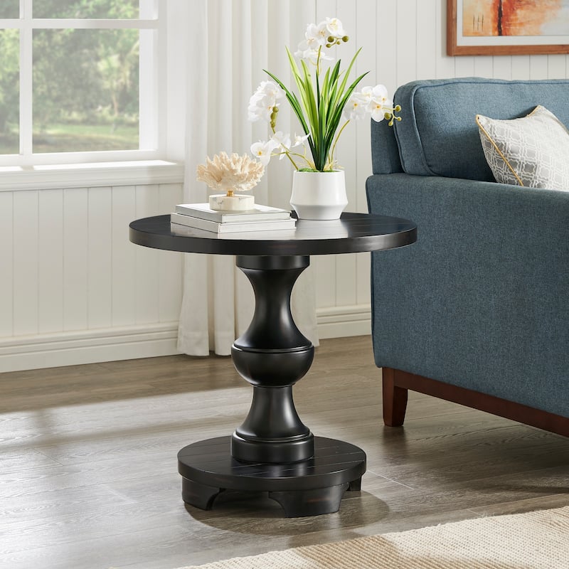 Traditional Round Pedestal End Table