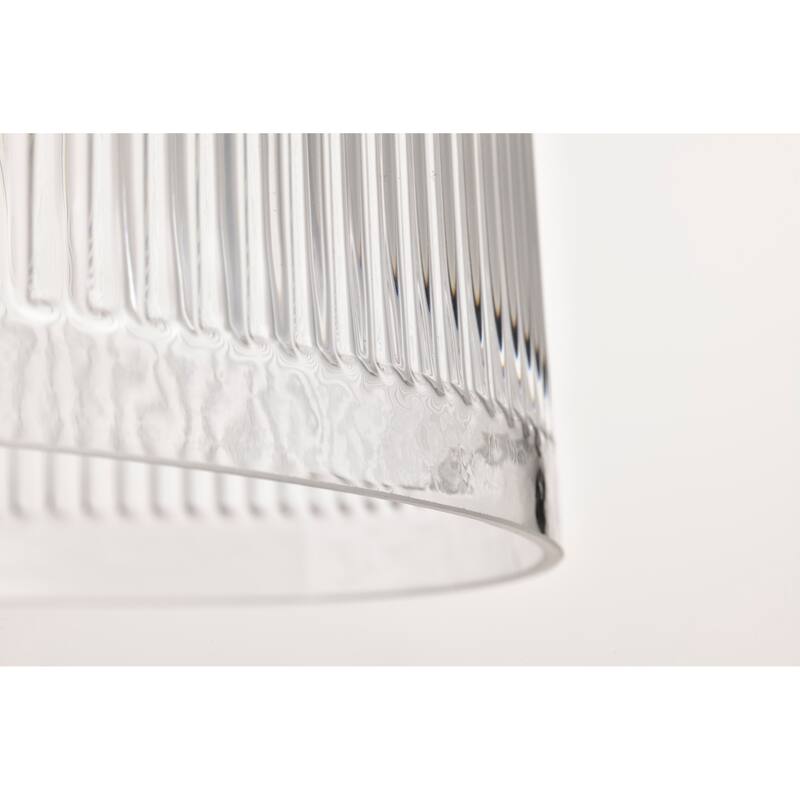 Grayson Large Pendant Matte Black Finish Clear Ribbed Glass - Matte Black
