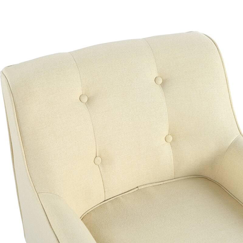 ufted Fabric Accent Chair with Solid Wood Legs