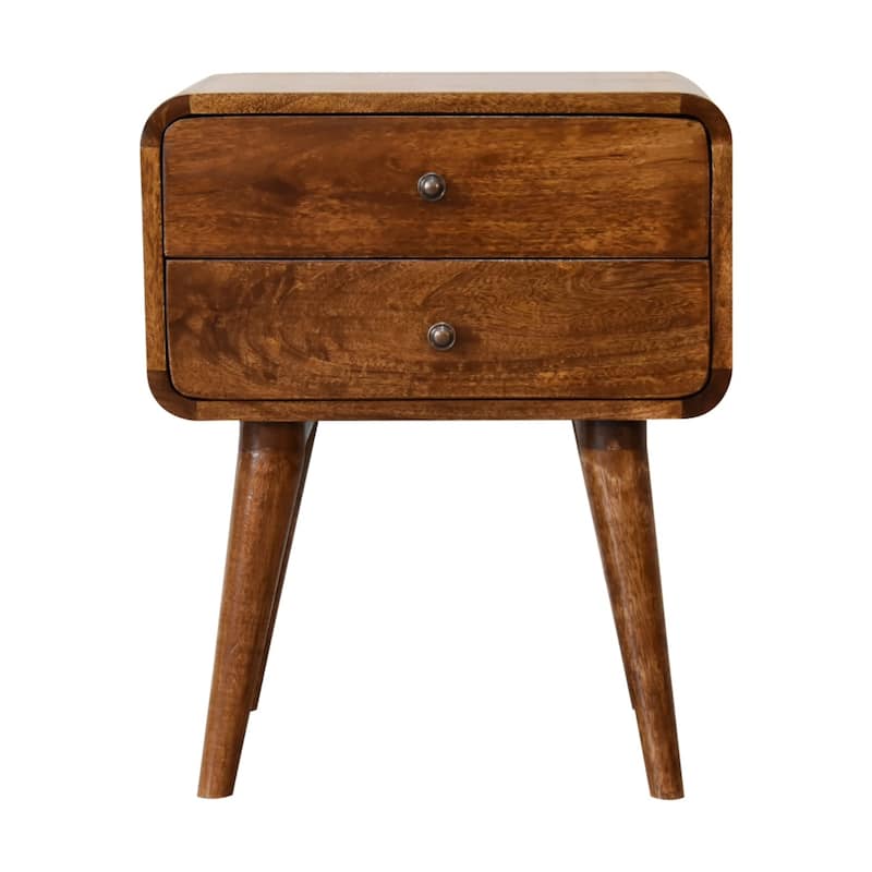 Artisan Furniture Solid Wood Curved Chestnut Nightstand